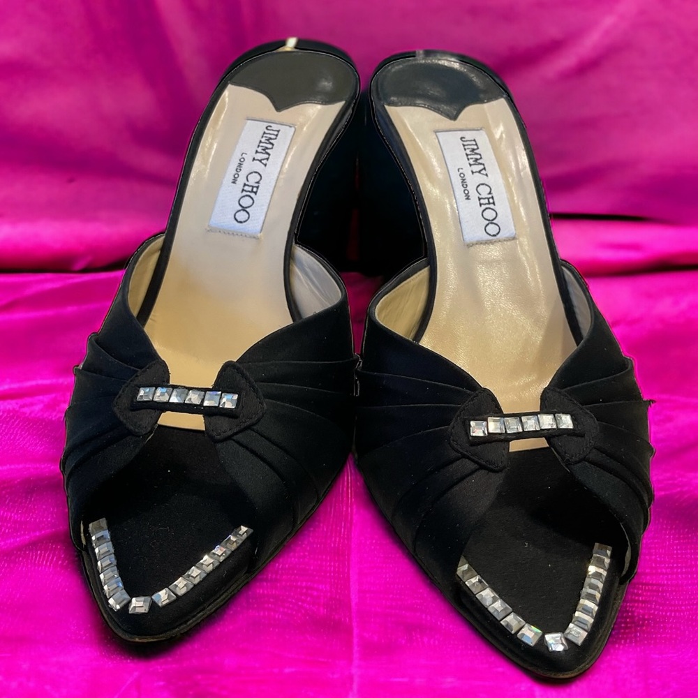 Jimmy Choo Evening Shoes, black w/ crystals. Excellent condition! Size 8.5/39.5